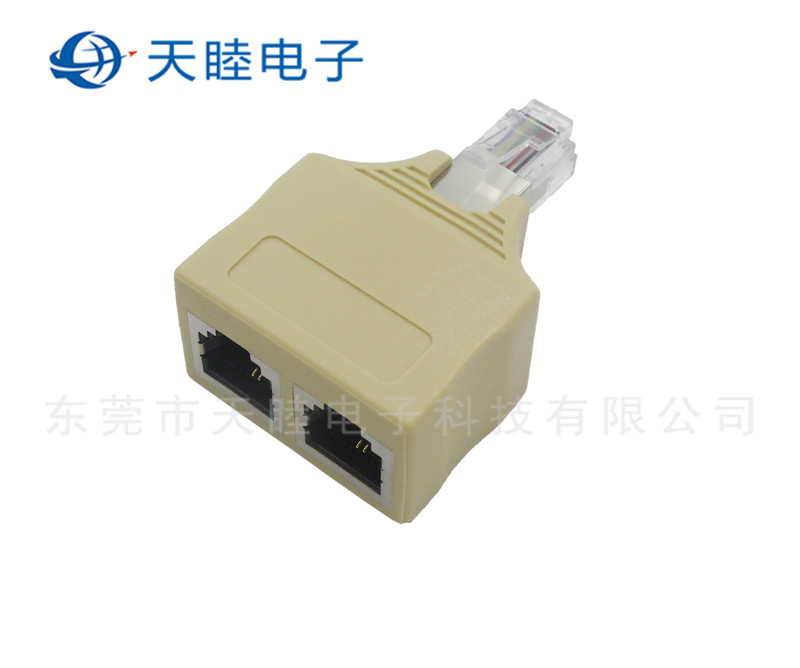 RJ11连接器6P2C一公转两母IV色带屏蔽连接器高清图片